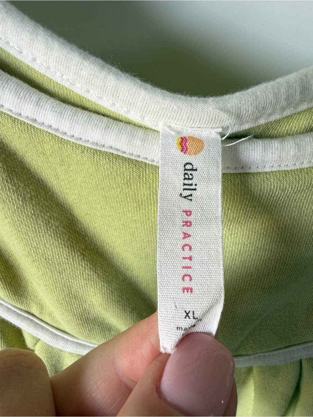 Anthropologie Daily Practice Sweatshirt Dress Green White Piping XL - Picture 5 of 5